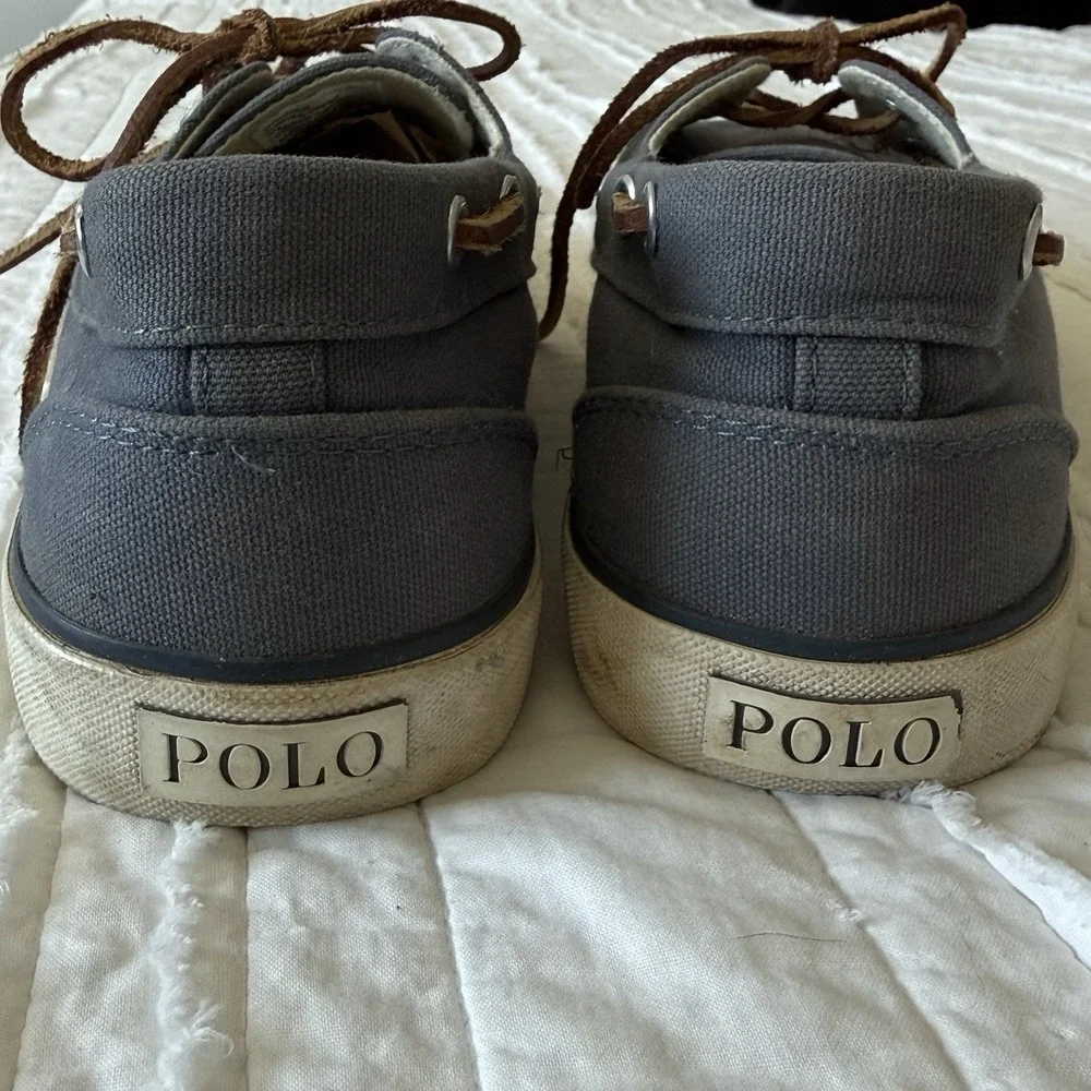 Ralph Lauren Polo Mens 10D Canvas Shoes‎ Leather Laces Boat Nautical Preppy